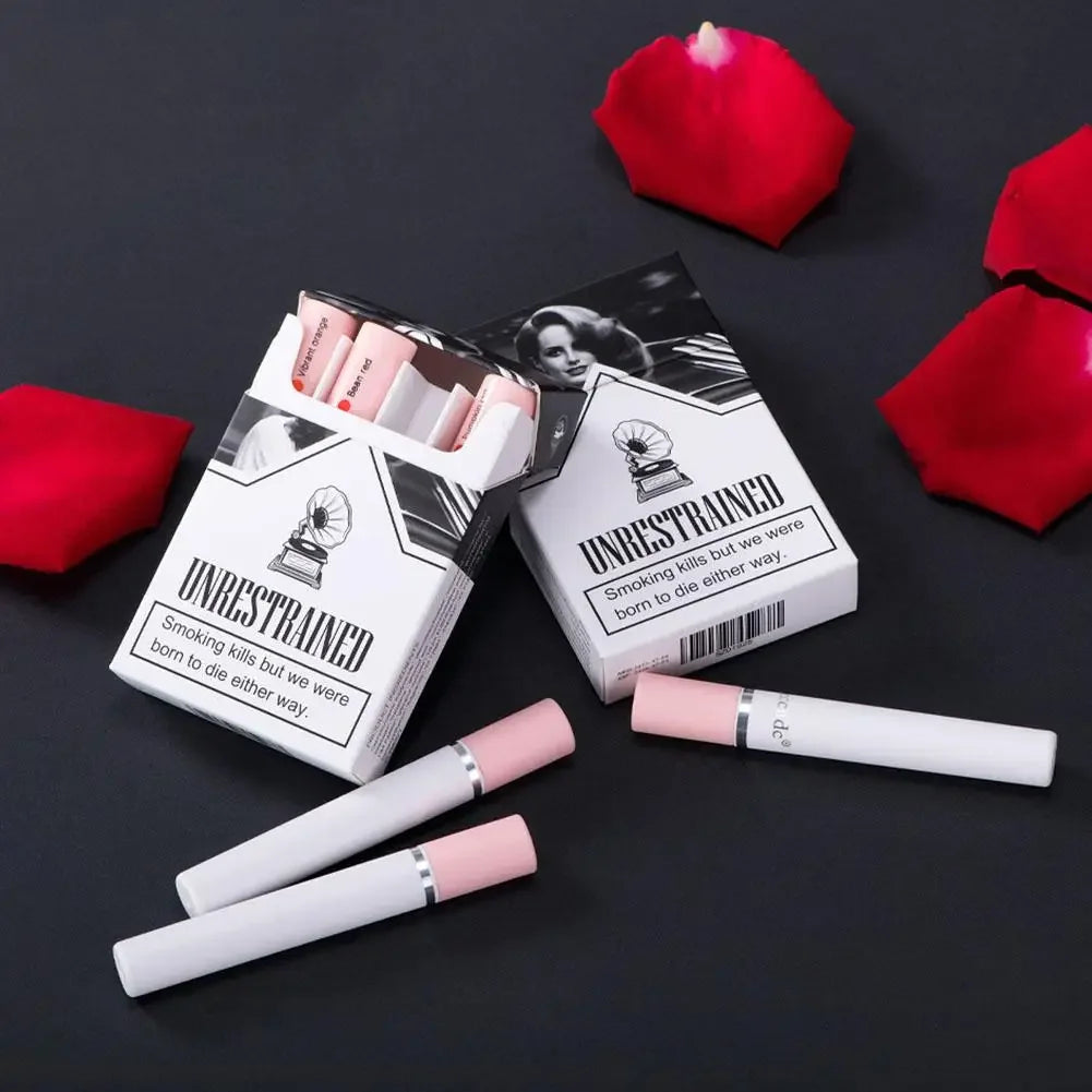 4 Colors Creative Cigarette Lipstick Set MatteLong Lasting Waterproof MattLip Stick Tube Nude RedVelvet LipTint Makeup