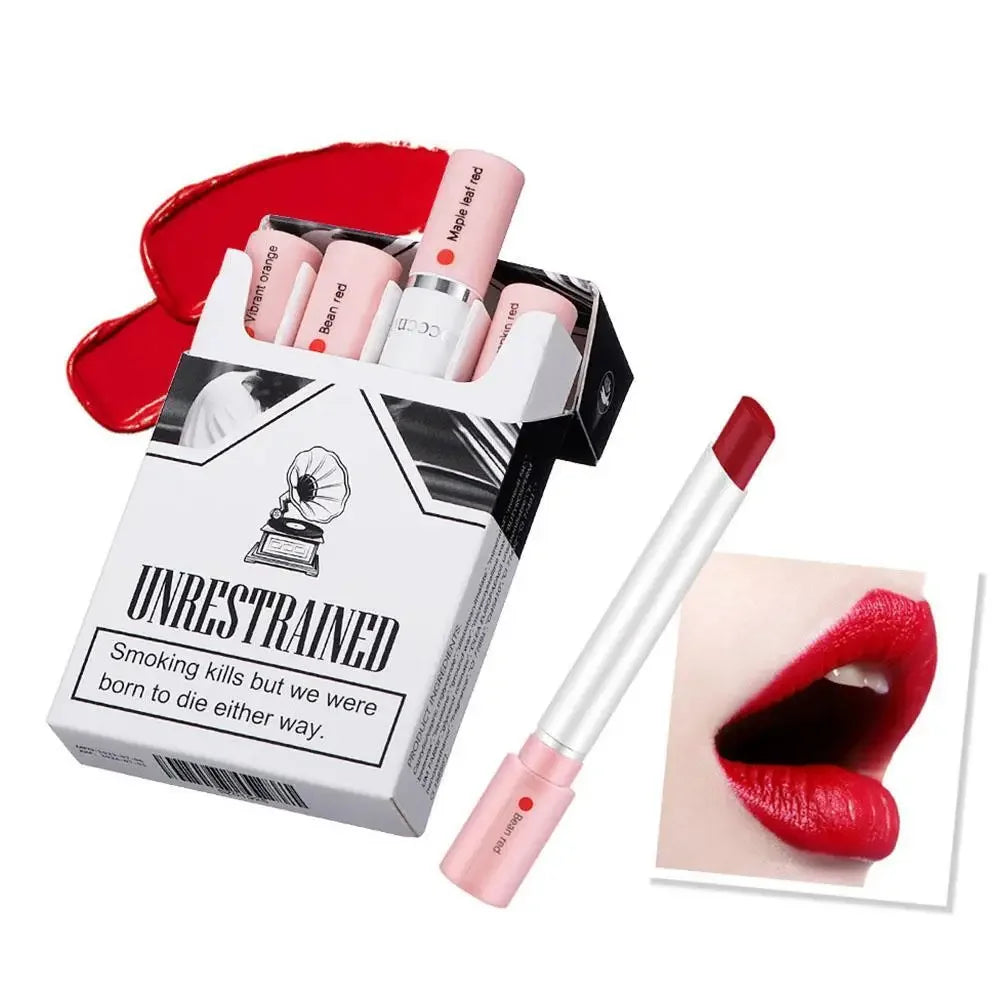 4 Colors Creative Cigarette Lipstick Set MatteLong Lasting Waterproof MattLip Stick Tube Nude RedVelvet LipTint Makeup